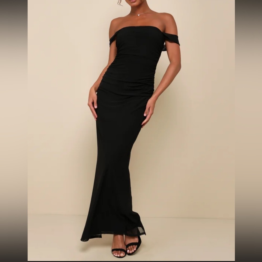 Lulus Elegant Black Off-Shoulder Dress